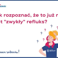 Ilustracja przedstawia zamyśloną osobę z dzieckiem na ramionach, otoczoną znakami zapytania.