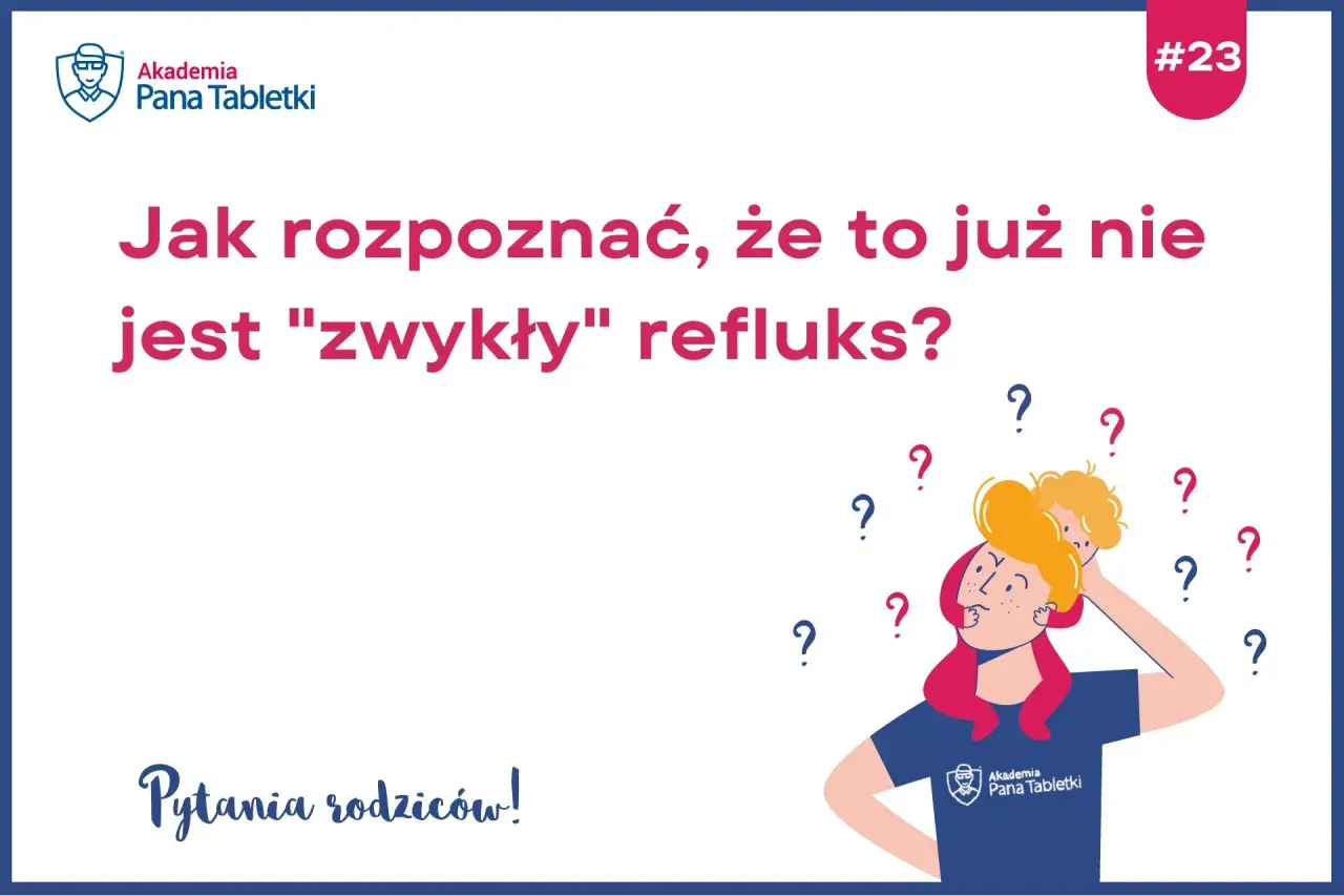 Ilustracja przedstawia zamyśloną osobę z dzieckiem na ramionach, otoczoną znakami zapytania.